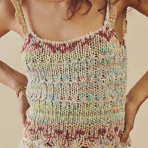 NWT Free People Palmetto Sweater Open Stitch  tank in Candied Dream